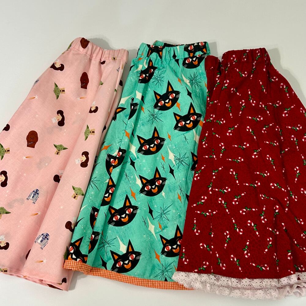 Lot 3 Girls Skirts Small Handmade Christmas Halloween Disney Star Wars Elastic